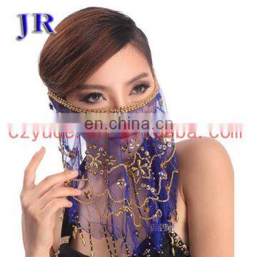 Tribal Indian Women Beaded Belly Dance Face Veil Accessory P-9015# photo-3