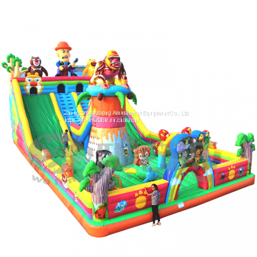 Commercial inflatable giant slide, inflatable jumping slide castle