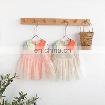 [Non-refundable] Infant and children's clothing baby summer sweet baby doll collar and net yarn romper dress newborn jumpsuit