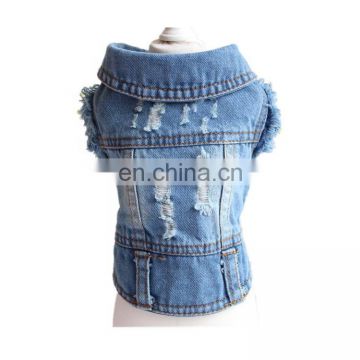 Bichon Teddy small broken hole vest dog luxury clothes denim dog jacket