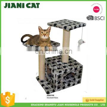 China Proveedor Wholesale Cute Sisal Plush Fabric Climber Pet Post Perch Cat Scratching Tree House With Cat Toy photo-4