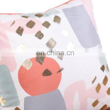 Gold Stamping Foil Metallic Printing Soft Decorative Velvet Pillow Cushion Case for Sofa photo-3