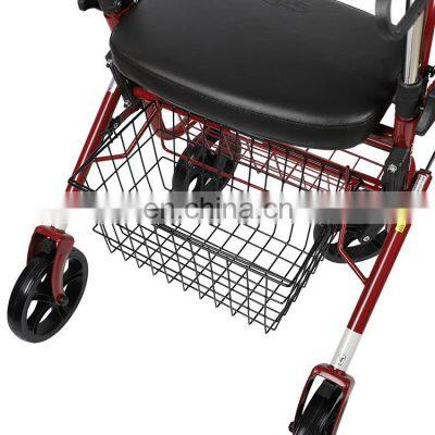 Hot Sale Folding Four Wheeled Lightweight Aluminum Medical Adult Rollator Walkers