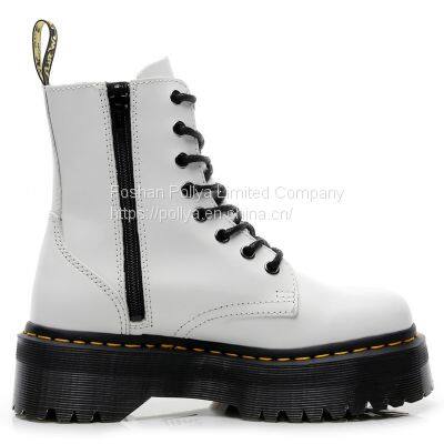 Jadon High Top Thick Bottom 8 Hole Martin Side Zipper English Women's Short Boots Sponge Bottom Lacing Work Boots
