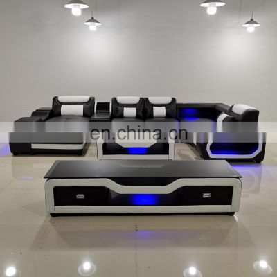 2021 New Living Room Furniture U Shape Lounge Sofa Couch Leather Sectional Sofa Set