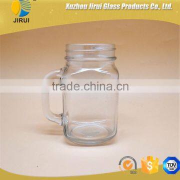 Hot sale 450ml glass mason jars with handle