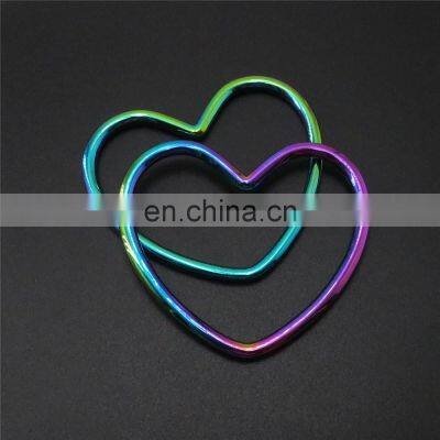 Zinc Alloy Rainbow Color Heart Shaped Ring Metal Love Shaped Buckle Heart Decoration Buckle photo-2