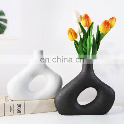 Unique Nordic Modern Black White Vase Ceramic Wedding Decorations Big Vase For Home Decor