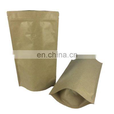 Plain Foil Lined Zipper Stand up Pouch Food Grade Kraft Paper Bag With Valve photo-5
