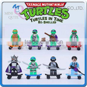 Mini Qute DECOOL 8pcs/set Anime Cartoon Model boys Ninja Turtle building block action figure educational toy NO.501-508