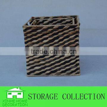 S/2 Square Natural Water Hyacinth Woven Storage Cubes photo-3