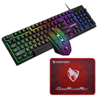 Cheapest TF31 rainbow backlight character luminescent upgtaded version 3 in 1 keyboard mouse  mousepad set