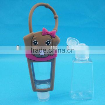 nice hand sanitizer gel holder with bottle,hand bottle with silica gel case,hand PET bottle with fliptop cap,bottle20ml 30ml