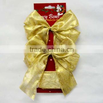 2016 Gold velvet printed ribbon tie pull bow/ribbon bow/star bow