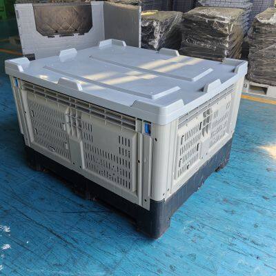 Перерабатываемая пластиковая паллетная коробка из ПП с крышкой, антикоррозионная, для транспортировки химической промышленности