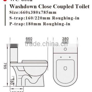 Two-Piece Washdown Watermark Toilet S/P Trap With GEBERIT or R&T Fitting Soft Cover, Australian Standard WELS WC-6002 photo-2