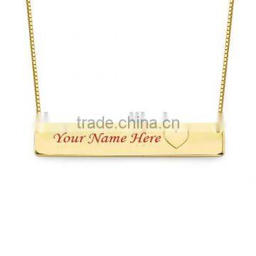 Custom Your Name On Gold Plated Bar Nice Necklace In Stainless Steel