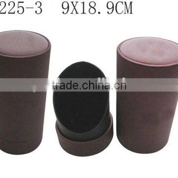 Round Burgundy Leatherette PU Perfume Box photo-3