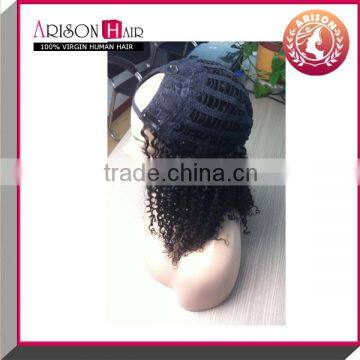 Finest Quality Wholesale Price 100% Mongolian Human Hair Natural Color Kinky Curly u Part Wig for Black Women photo-4