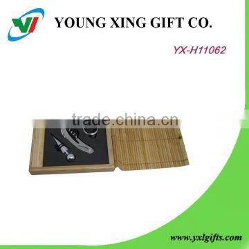 Hot Seller Wine Set With Bamboo Box,3 Pcs Wine Gift Set