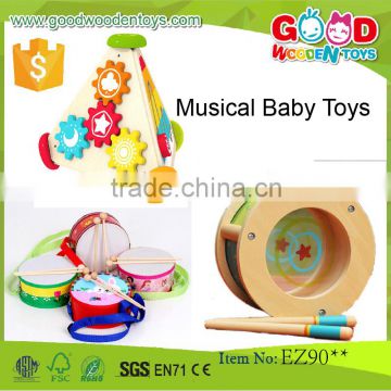 Fancy Design and Colorful Wooden Drum Musical Baby Toys Wholesale