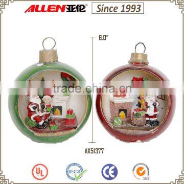 6.0"tabletop wholesale Christmas ball, polyresin Christmas decoration balls, big Christmas balls for sale