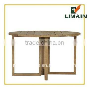 Teak outdoor round fold table