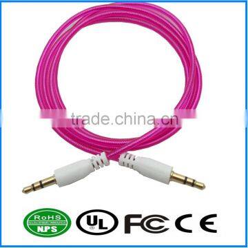 AUX Cable Fluorescent Purple Red Gold Plated Audio I/O Wire Stereo Panel Mount Cable for PC, Car Audio, Audio Equipment