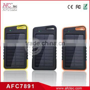 8000mAh waterproof mobile phone solar battery backup charger for mobile phone