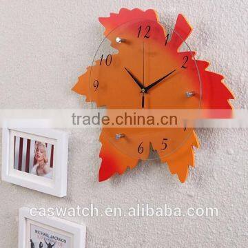 2015 Creative Maple leaf Framed Wall clock for decorative