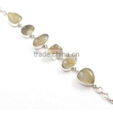 Rutilated quartz bracelet silver bracelet gemstone sterling silver 925 jewelry