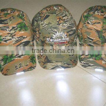 Hot Selling Cotton Customized Embroidered Camouflage Led Light Cap