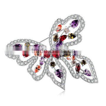 Platinum Plated Designer Butterfly Brooch With AAA+ Cubic Zircon Micro Pave Setting for Women and Men