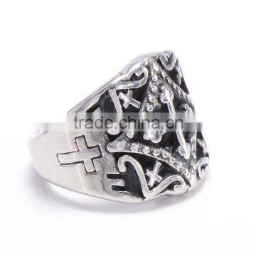 Wholesale titanium steel jewelry fashion engagement men's cross ring