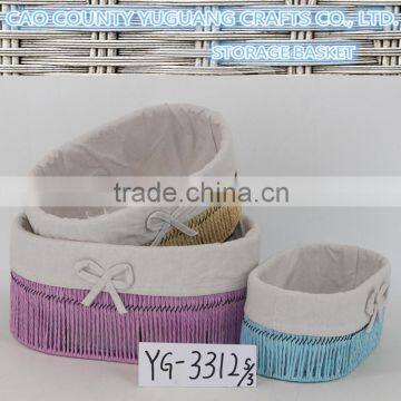 Round candy color paper cord basket for egg storage