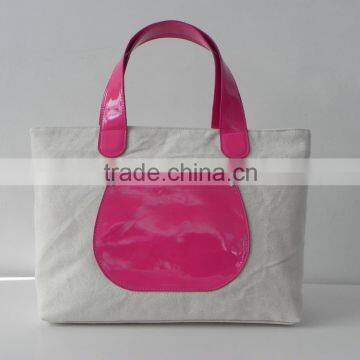 Fashion Zipper Cotton Canvas Wholesale Tote Bag With Side Pocket