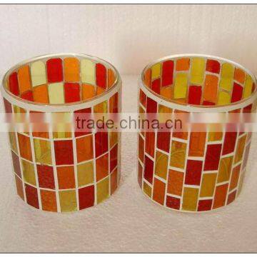 Cylinder glass mosaic table lamp