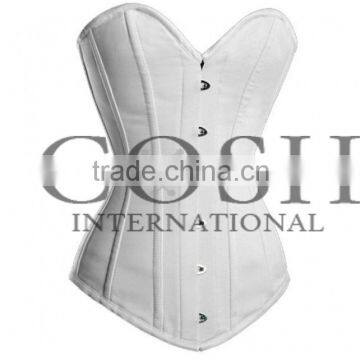 Authentic Steel Boned Overbust White Cotton Corset Ci-1000