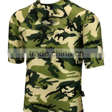 Green Camo Short Sleeves Compression T-Shirt Rash Guard Supplier, Cosh International, Design # 31