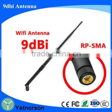 Hot sale wireless 2.4g wifi antenna small SMA connector antenna 9dBi wifi rubber antenna