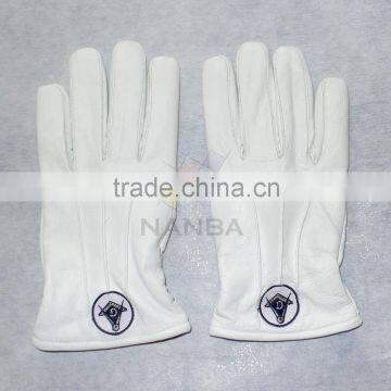 Masonic White Leather Gloves With Logo