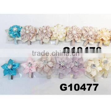 baby crystal ribbon flower hair clips wholesale