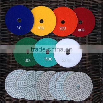 Diamond Polishing Pads Disc Sander Pad 4 inch Wet 3 mm Thick 7 Pieces Set Granite Stone Marble Tile Concrete Polishing