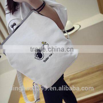 2016 New Design Backpack Fashion Lady's Tote Bag Canvas Backpack With Kiss Buckle photo-4