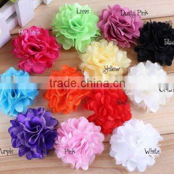 12COLORS 2" Mini Petite Satin Mesh Silk Flowers Charlotte Tulle Puff Flower Head Hydrangea Hair Accessories,YDKM23