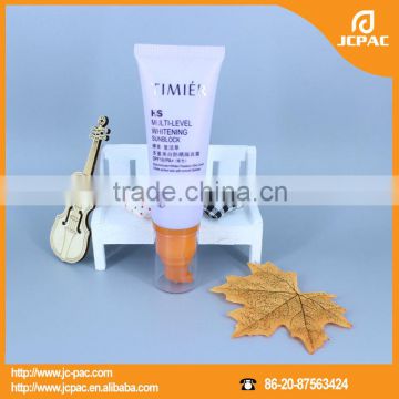 Sunblock Plastic Cosmetic PE Pump Tube Packing, Plastic Pump Cosmetic Tube