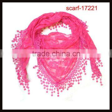 2014 fashion women triangle red lace scarf