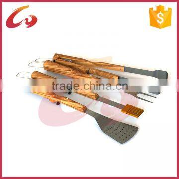 Wooden handle barbecue tool set