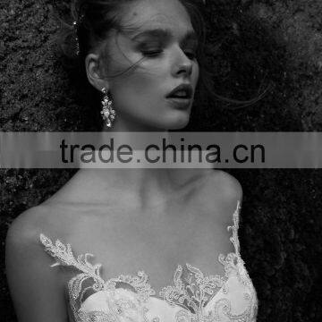 AR01 Long Train Sexy See Through Mermaid Wedding Dress Custom Made