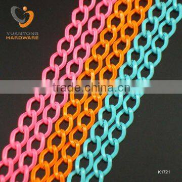 1.4mmm thick flat wire colorful aluminum chain 10.7*7.2mm